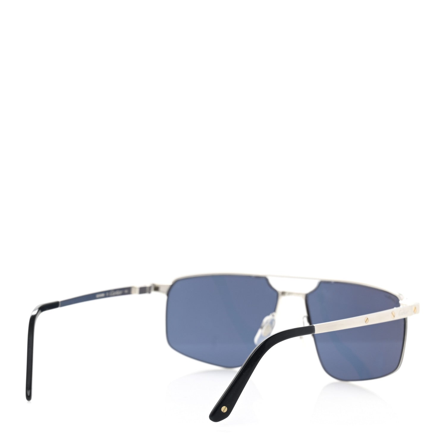 Cartier Metal Santos de Cartier Pilot Sunglasses CT0385S Silver Blue 4 of 8