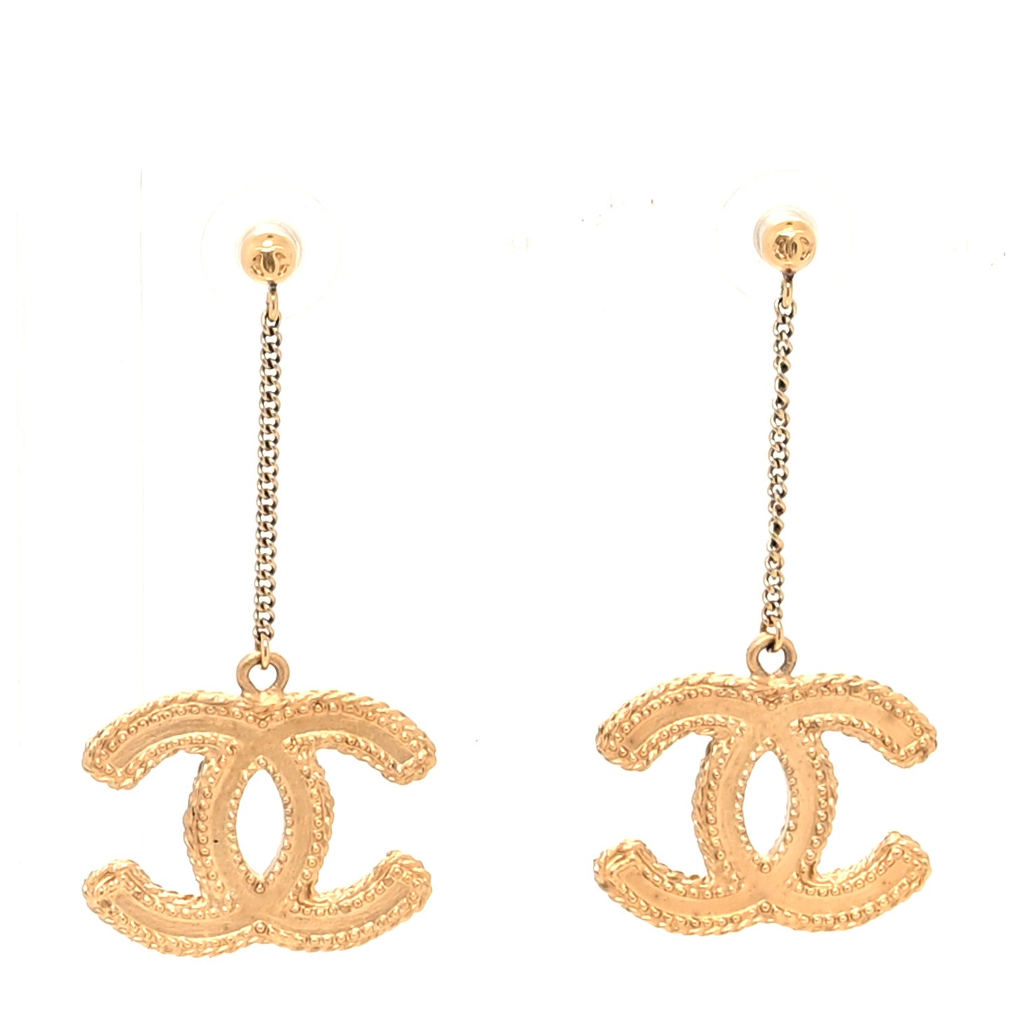 CC Drop Earrings Matte Gold