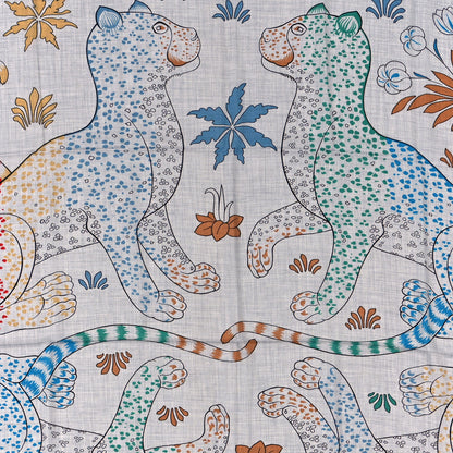 Hermes Cashmere Silk Les Leopards Shawl 140 Gris Chine Bleu 2 of 3