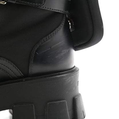Prada Spazzolato Rois Nylon Metal Triangle Logo Monolith Pouch Pocket 55mm Boots 39 Black 8 of 12