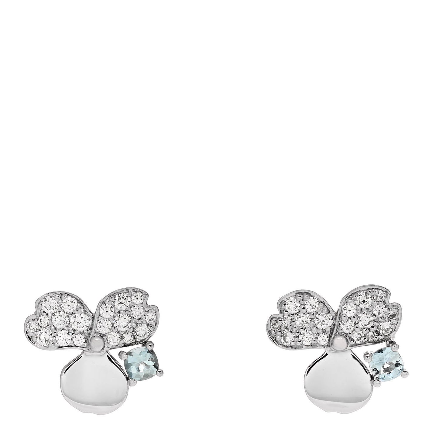 Platinum Diamond Aquamarine Paper Flowers Earrings