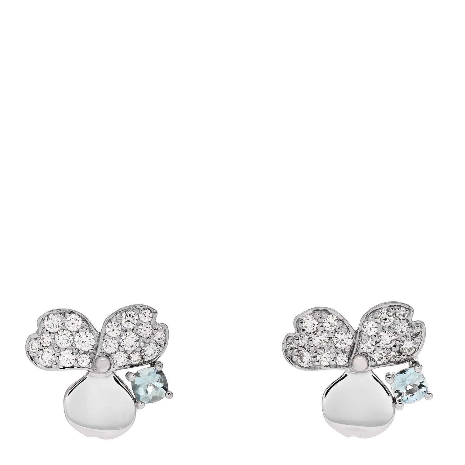 Tiffany Platinum Diamond Aquamarine Paper Flowers Earrings 1 of 5