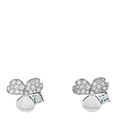 Tiffany Platinum Diamond Aquamarine Paper Flowers Earrings 1 of 5