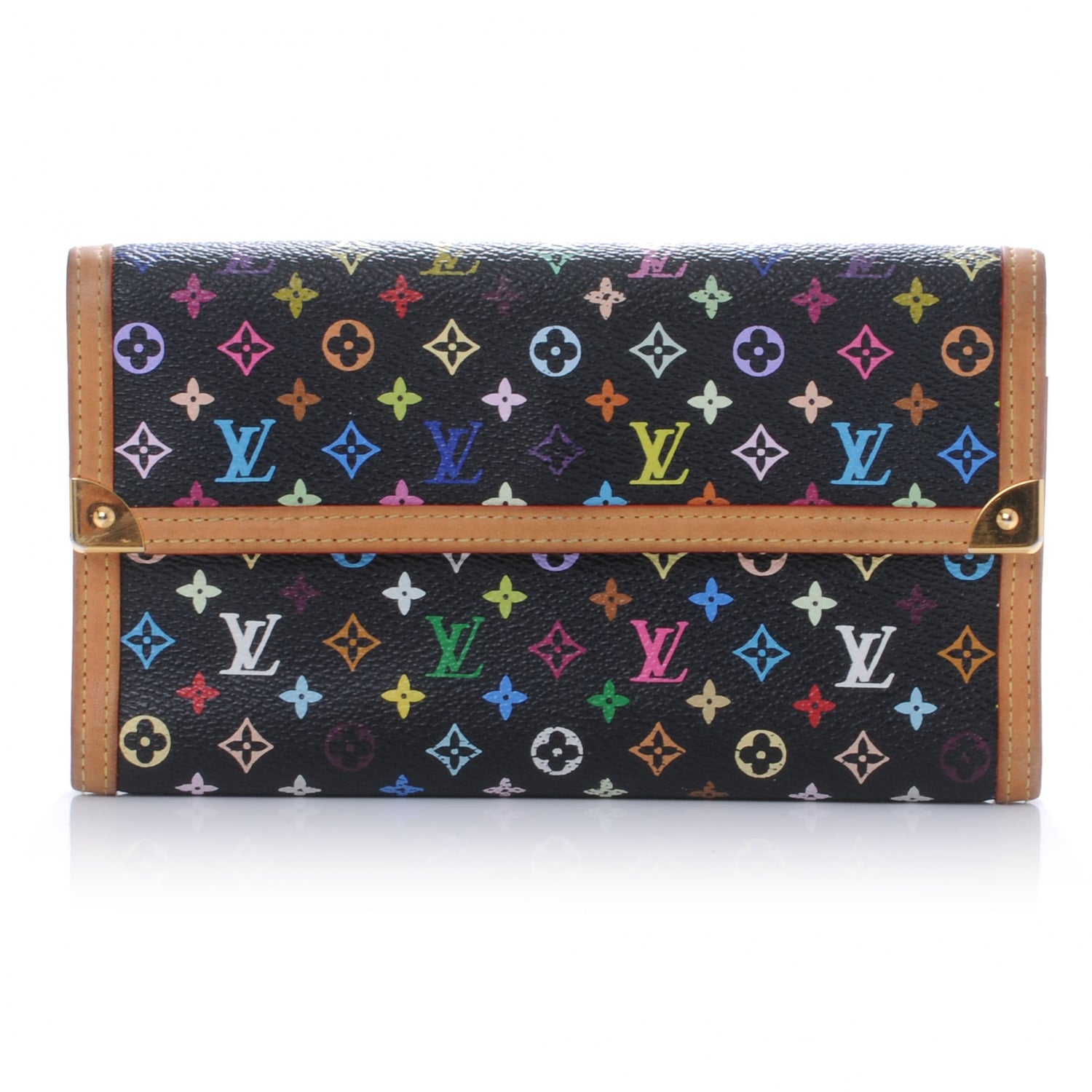 Louis Vuitton Monogram Multicolor Porte Tresor International Wallet Black 1 of 7