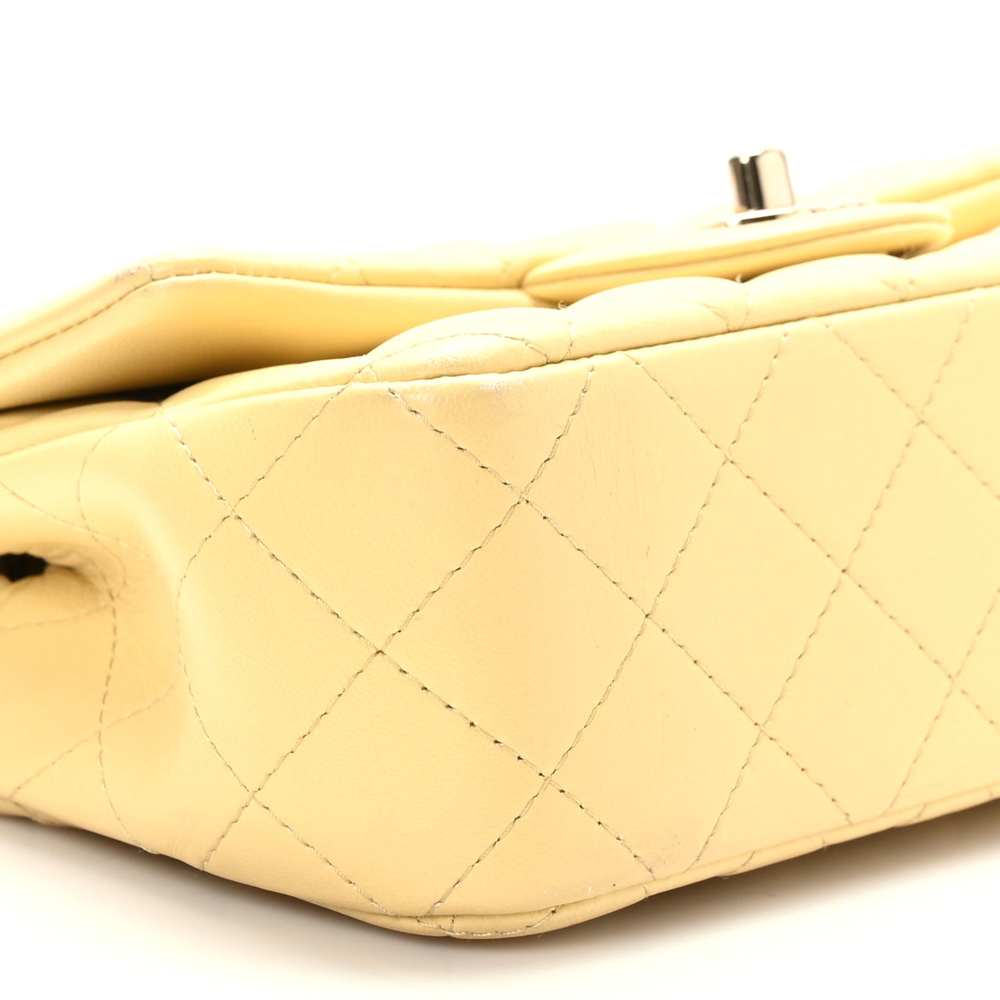 Lambskin Quilted Mini Rectangular Flap Light Yellow