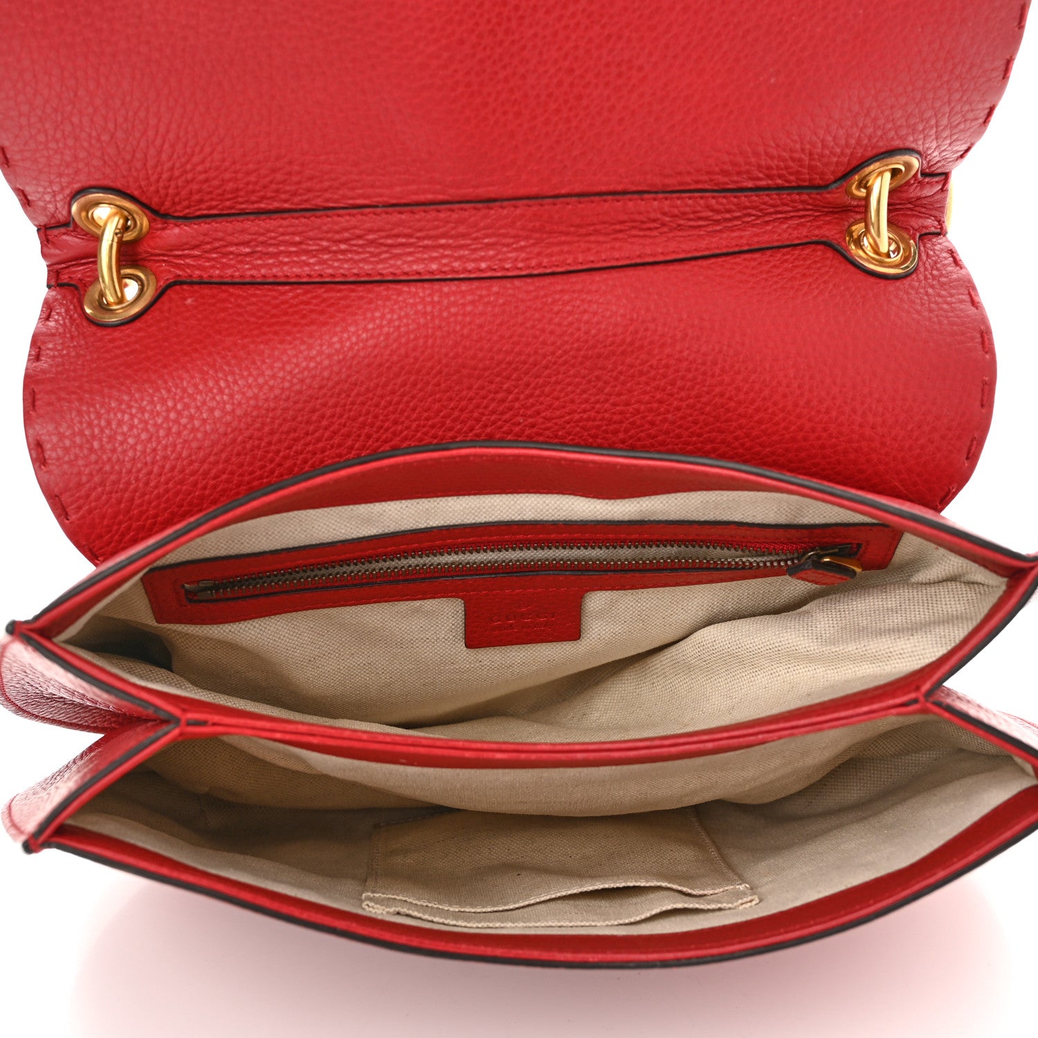 Gucci Cellarius Calfskin GG Marmont Flap Shoulder Bag Vulcanic Red 5 of 13