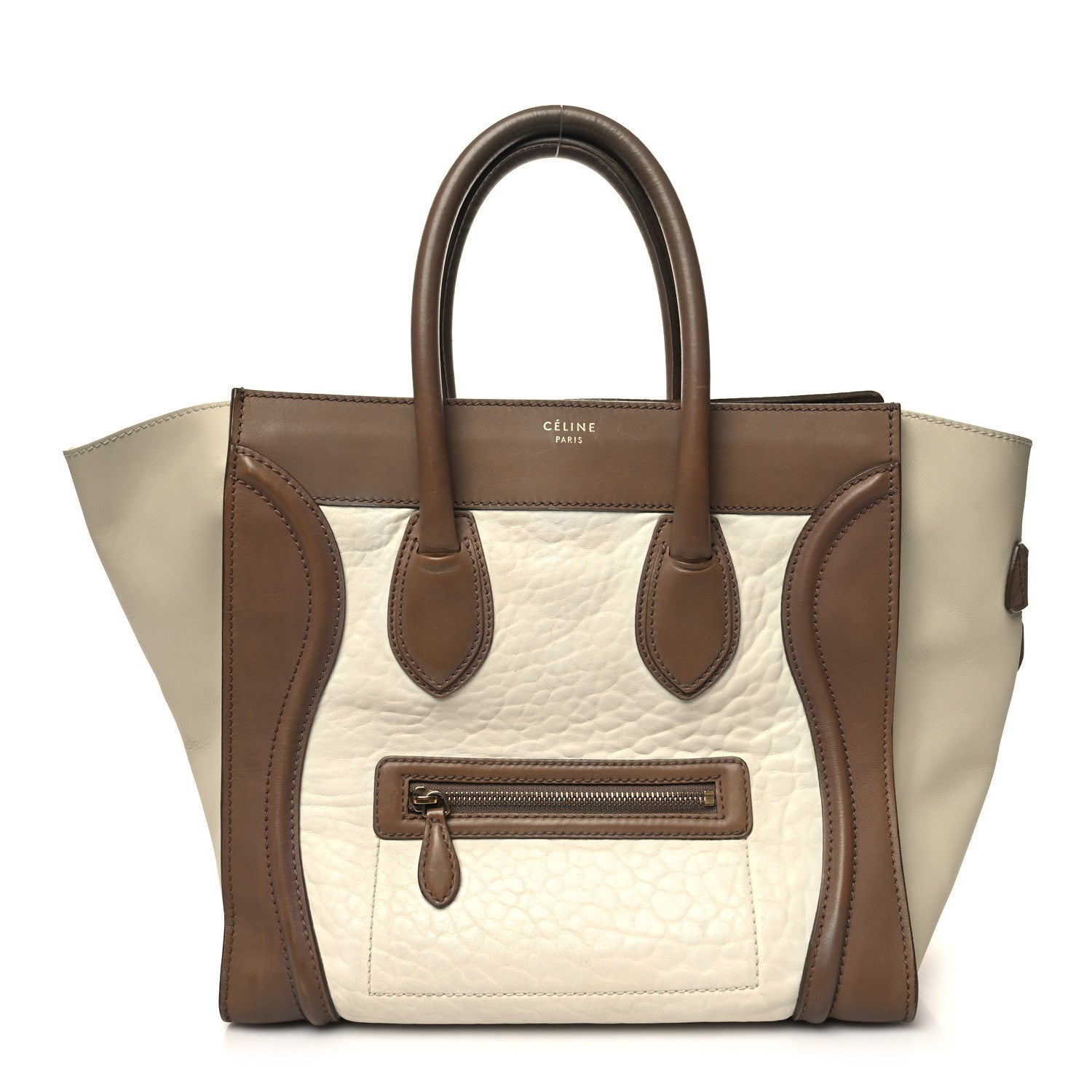 Celine Smooth Calfskin Shrunken Lambskin Mini Tri-Color Luggage Chalk 1 of 16