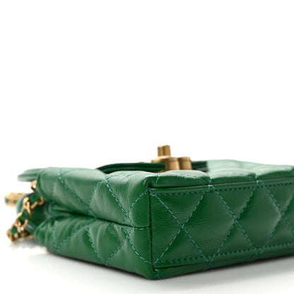 Chanel Shiny Aged Calfskin Quilted Mini Nano Kelly Shopper Green 9 of 10
