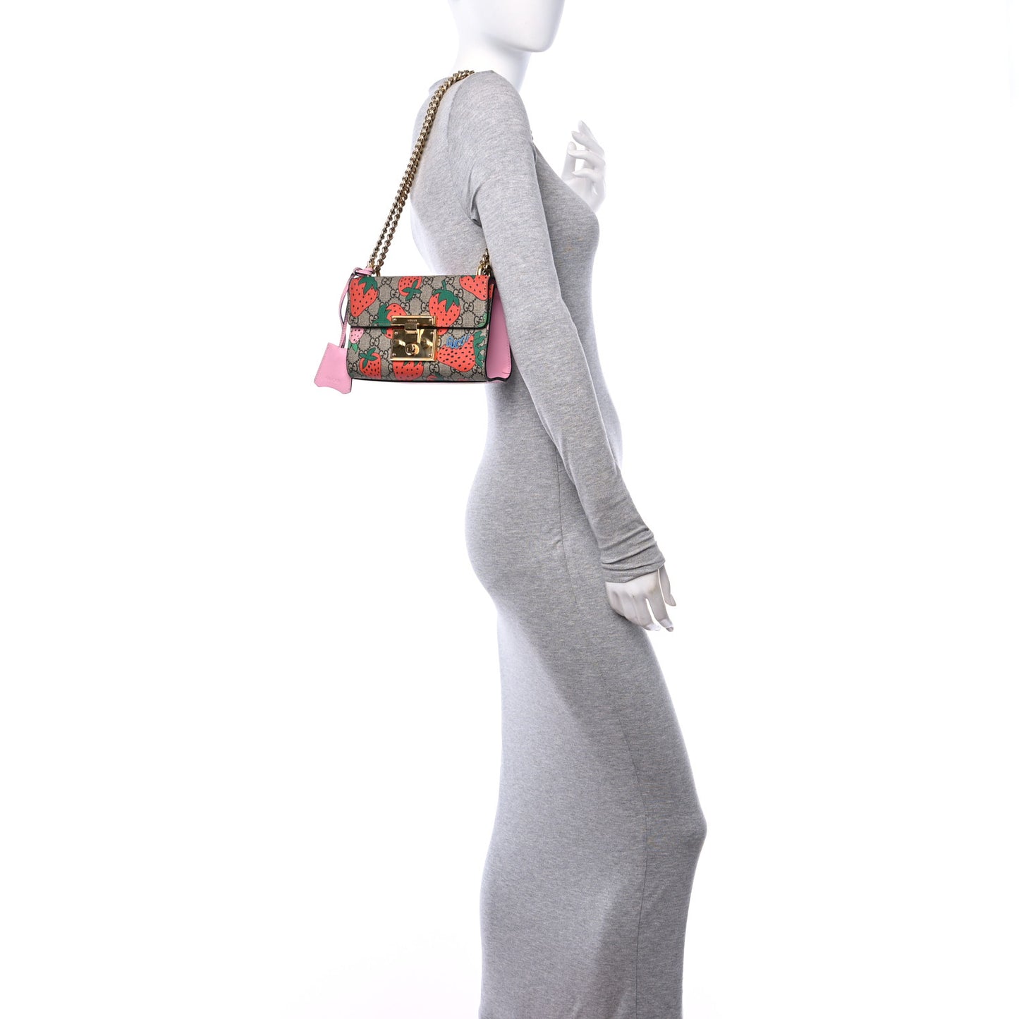 GG Supreme Monogram Strawberry Small Padlock Shoulder Bag