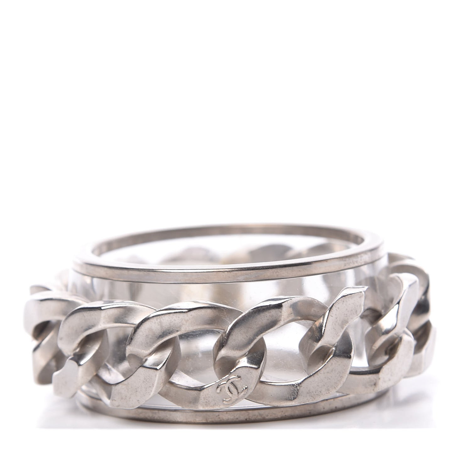 Lucite CC Chain Bangle Silver