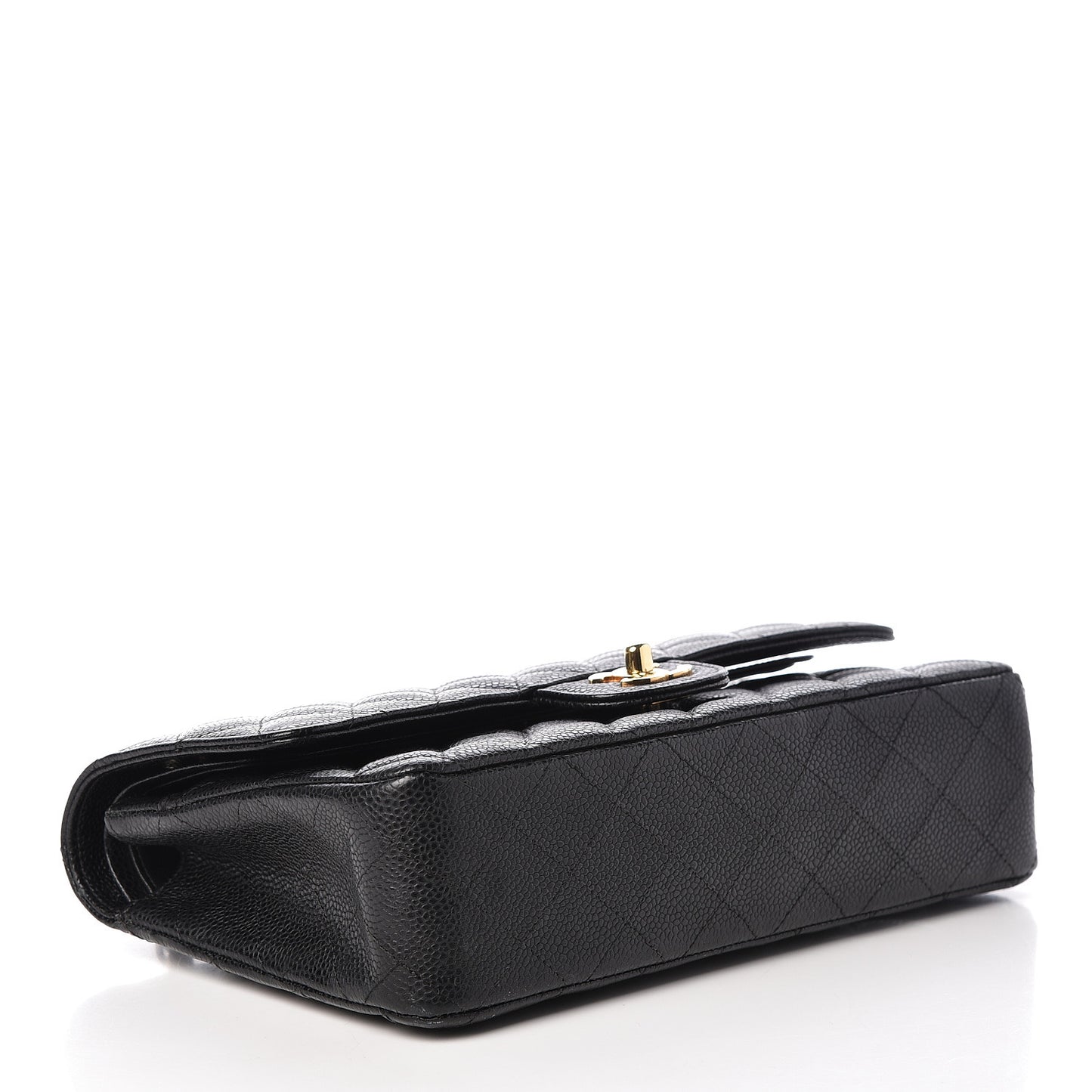 Caviar Quilted Medium Double Flap Black