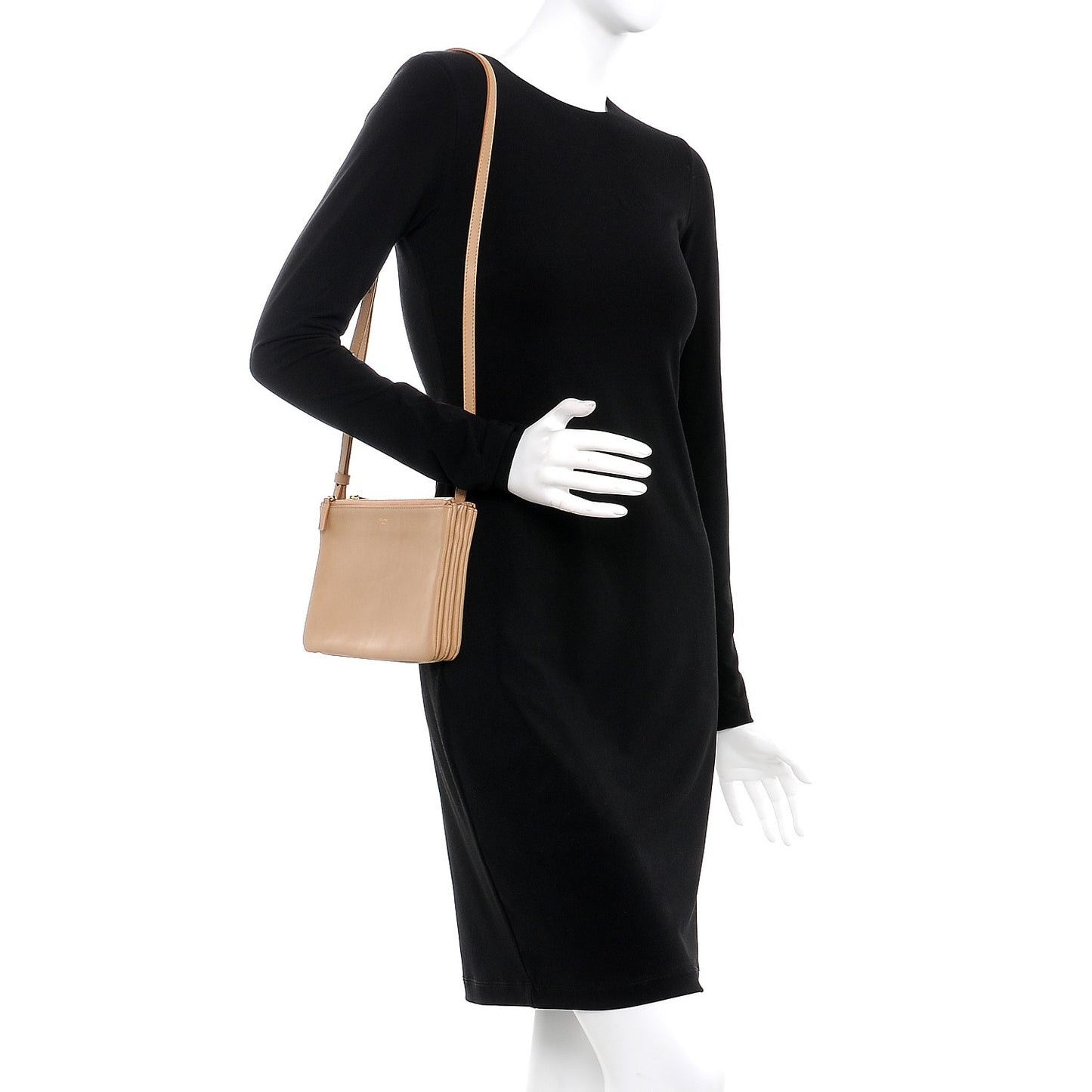 Lambskin Small Trio Crossbody Bag Beige