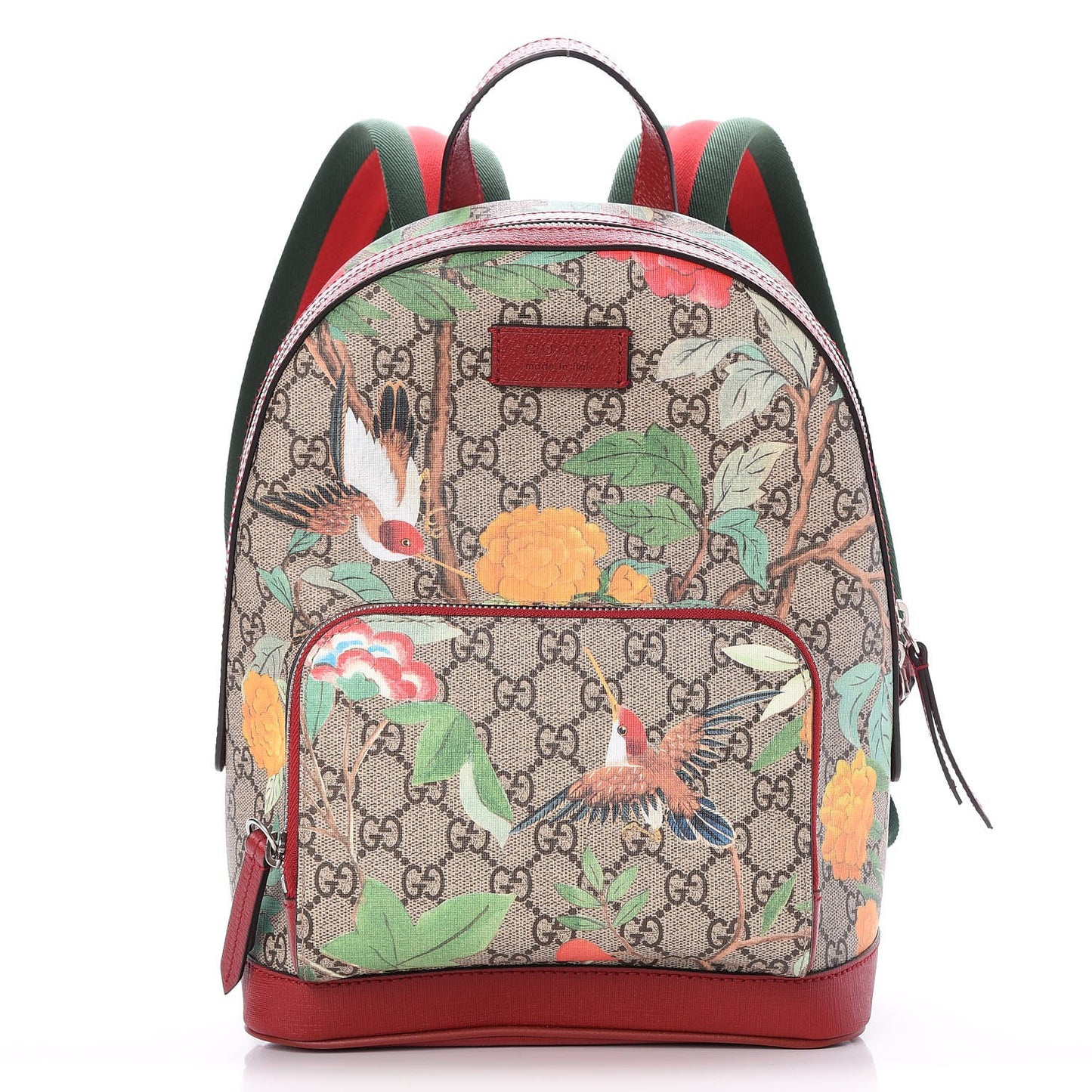 GG Supreme Monogram Tian Web Small Day Backpack Beige Multicolor Red