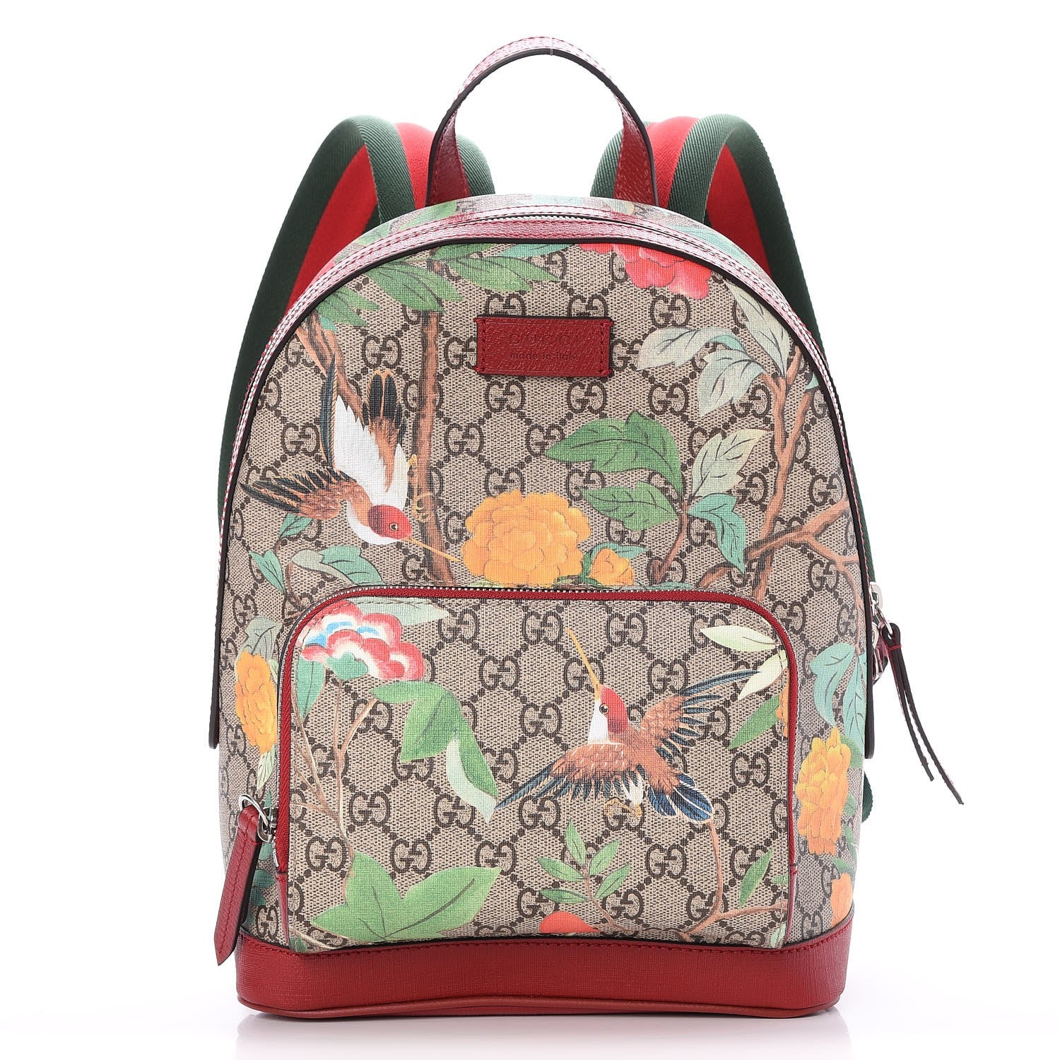 Gucci GG Supreme Monogram Tian Web Small Day Backpack Beige Multicolor Red 1 of 7