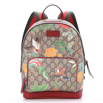 Gucci GG Supreme Monogram Tian Web Small Day Backpack Beige Multicolor Red 1 of 7