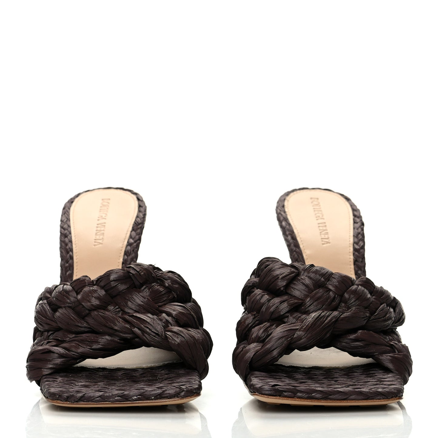 Raffia Twisted Intrecciato Stretch Mule Sandals 38 Bitter Chocolate