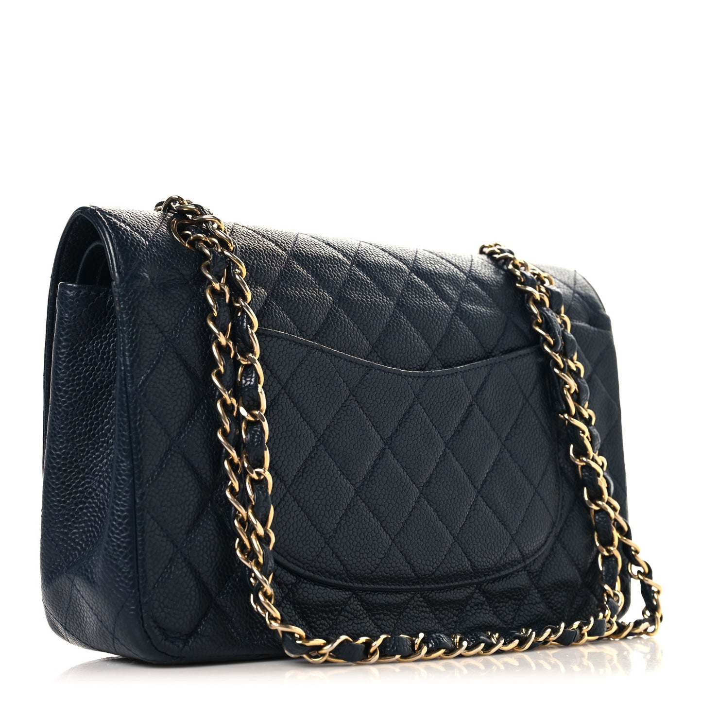 Caviar Quilted Small Double Flap Navy