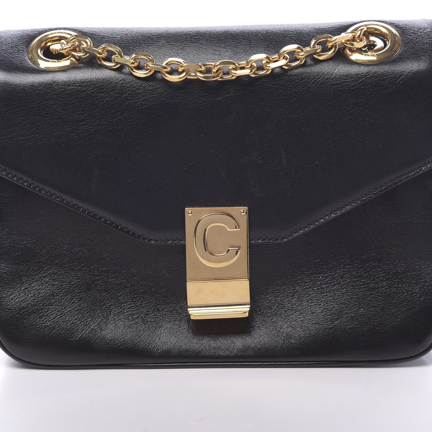 Shiny Calfskin Small C Bag Black