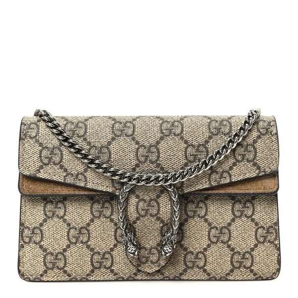 Go☆GUCCIショルダーバッグ Gucci GG Supreme Monogram Super Mini Dionysus Shoulder Bag Taupe