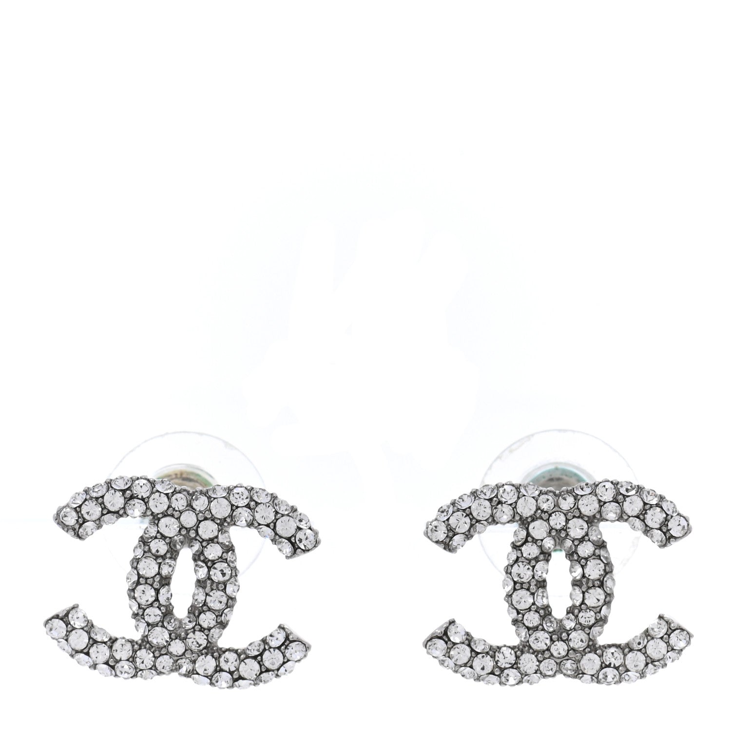 Chanel Crystal CC Earrings Silver 1 of 5