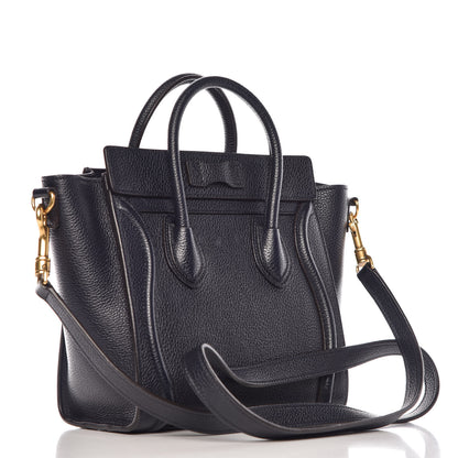 Celine Drummed Calfskin Nano Luggage Midnight 3 of 9