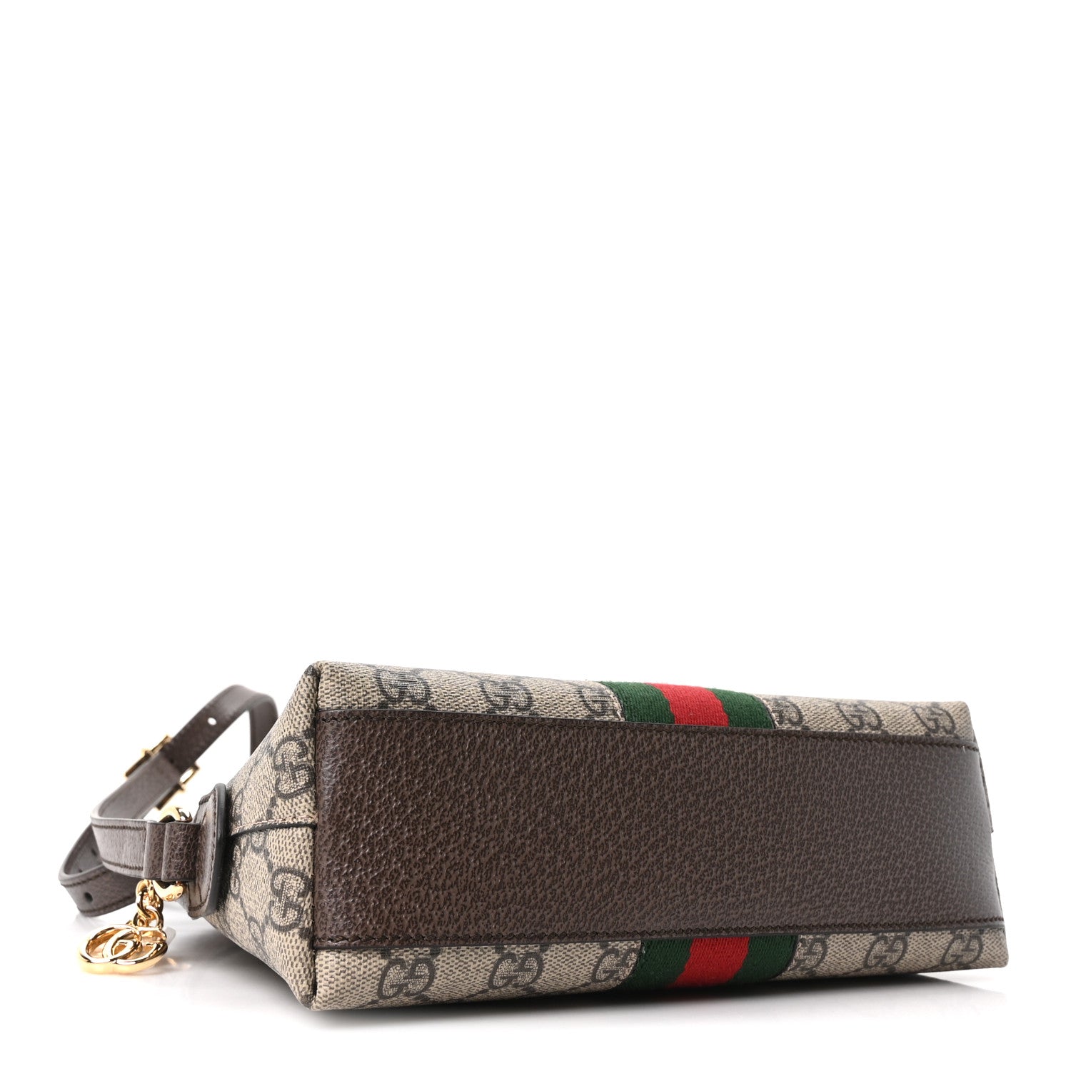 Gucci GG Supreme Monogram Textured Dollar Calfskin Web Small Ophidia Dome Shoulder Bag Beige Ebony New Acero 4 of 10