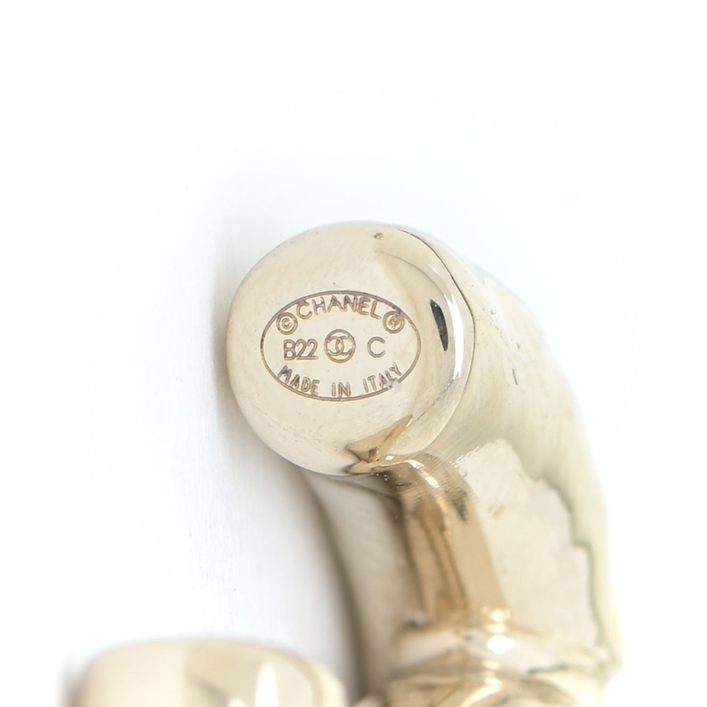 Metal Large CC Earrings Light Gold