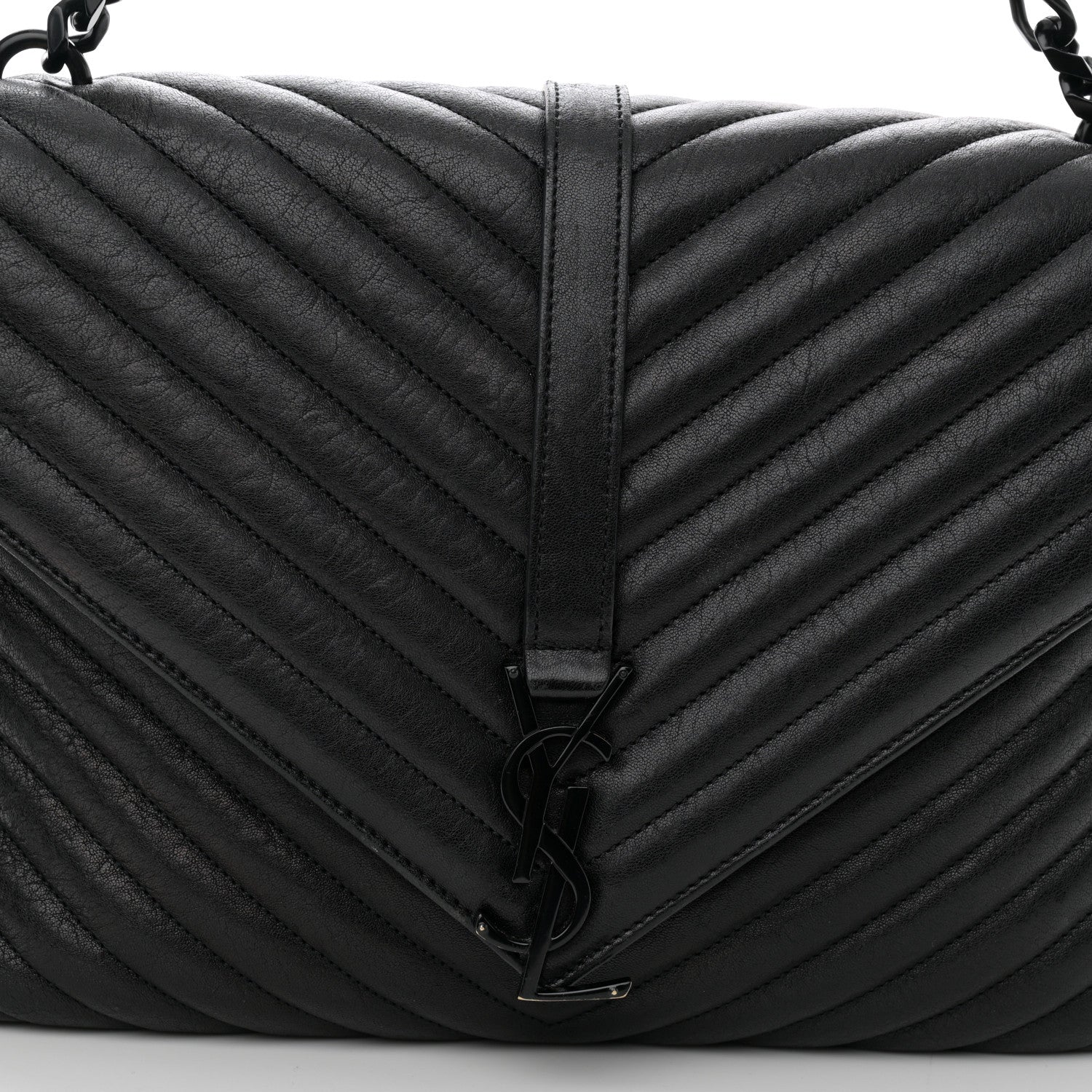 Saint Laurent Sheepskin Matelasse Chevron Monogram Monochrome Large College Satchel Black 8 of 11