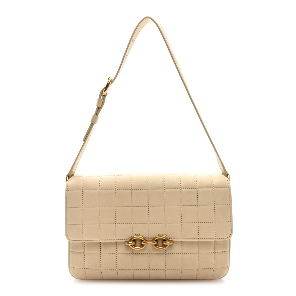 Nubuck Suede Carre Quilted Le Maillon Satchel Butter