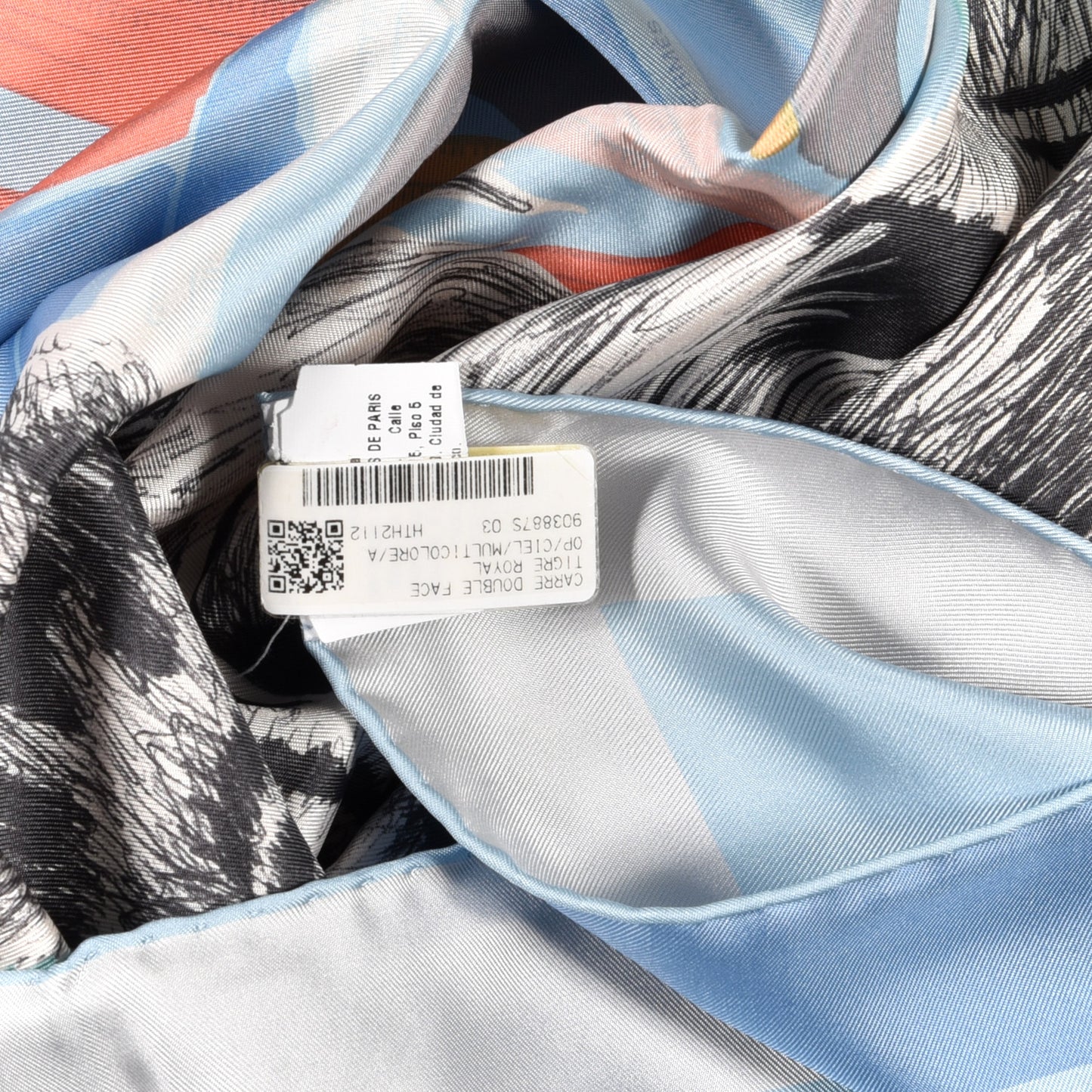 Silk Carre Double Face Tigre Royal Scarf 90 Ciel Anthracite Multi