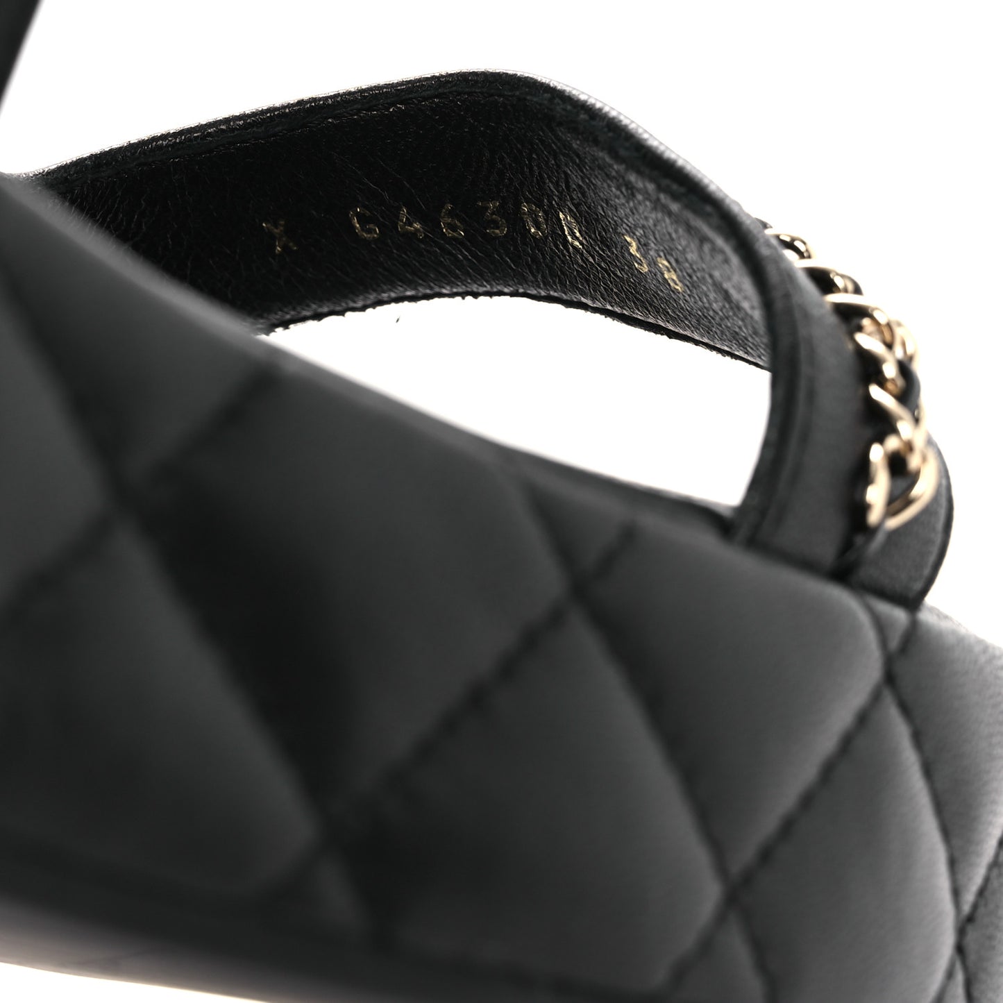 Lambskin Quilted Chain CC Platform Sandals 38 Black