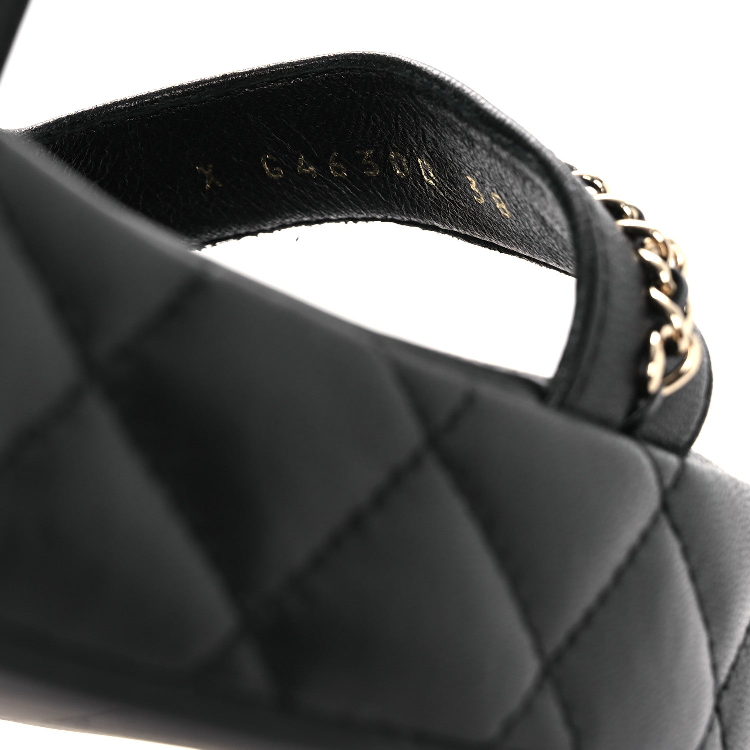 Chanel Lambskin Quilted Chain CC Platform Sandals 38 Black 10 of 11