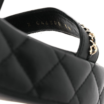 Chanel Lambskin Quilted Chain CC Platform Sandals 38 Black 10 of 11
