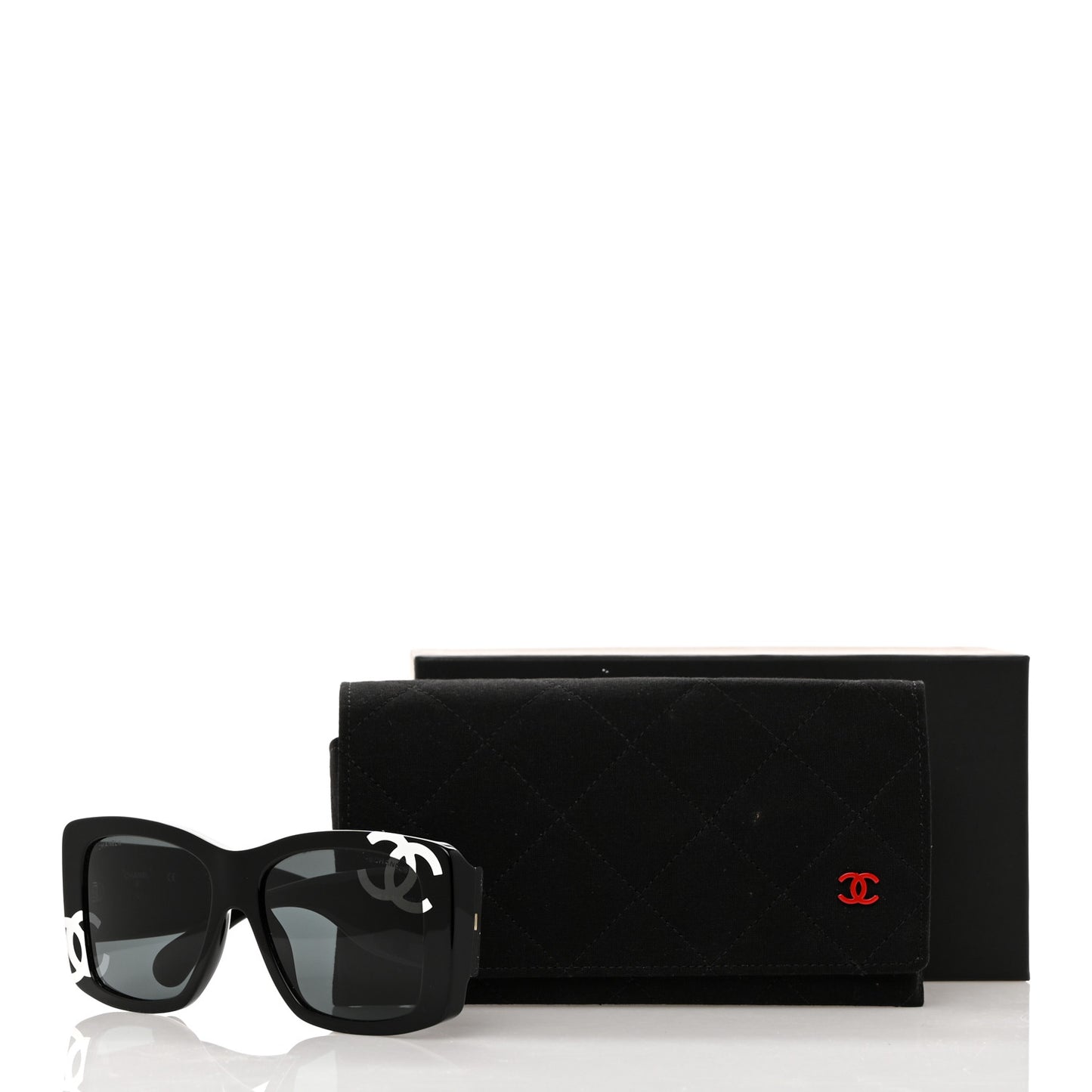 Acetate CC Logo Square Sunglasses 71472 Black
