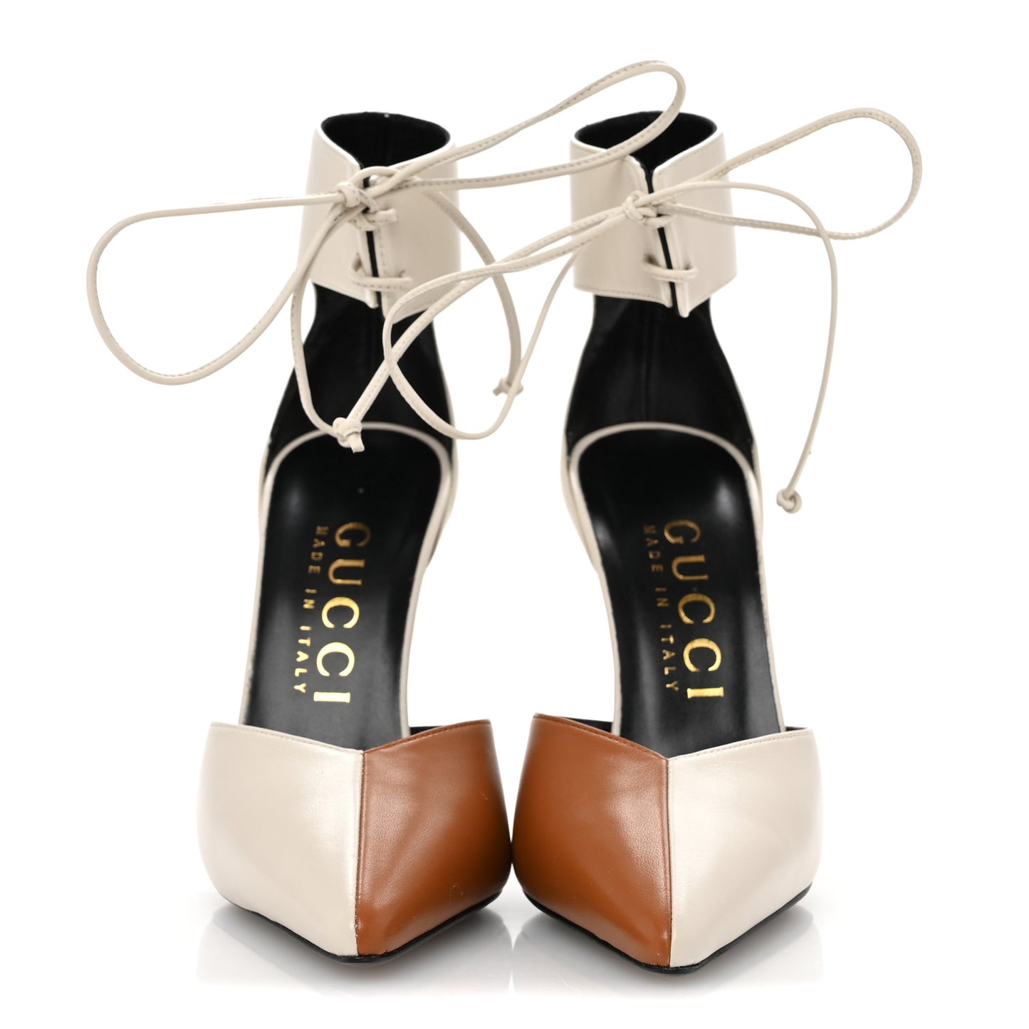 Nappa Charlotte Priscilla Ankle Cuff Pumps 38 New 38 Mystic White Harness Brown