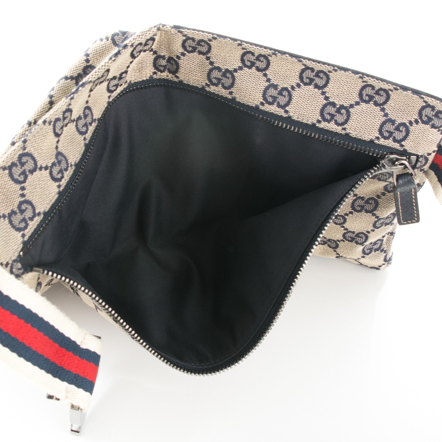 Gucci GG Monogram Web Double Pocket Belt Bag Navy 5 of 7