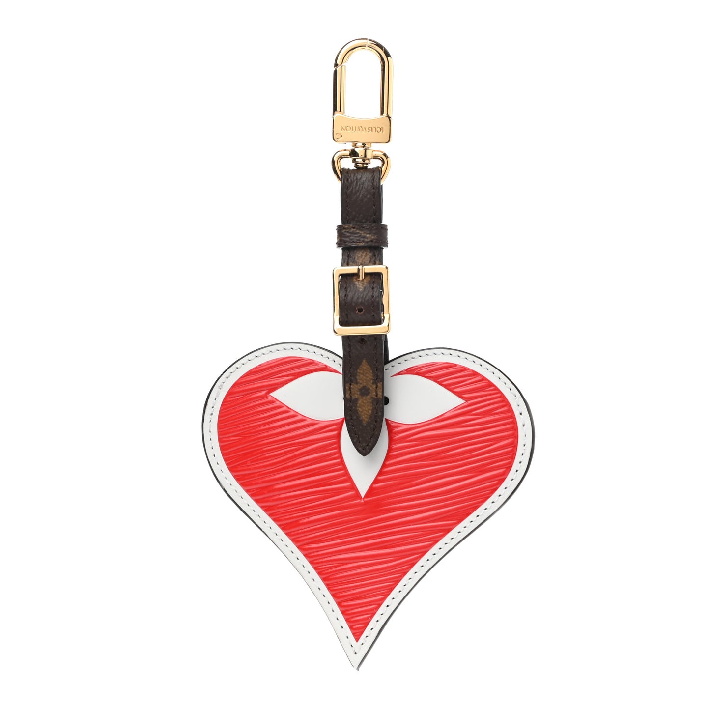 Epi Monogram Game On Heart Bag Charm Key Holder Red
