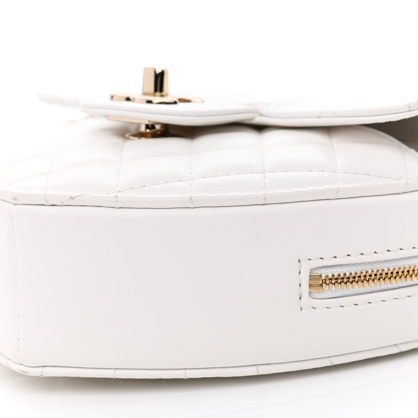 Lambskin Quilted CC In Love Heart Bag White