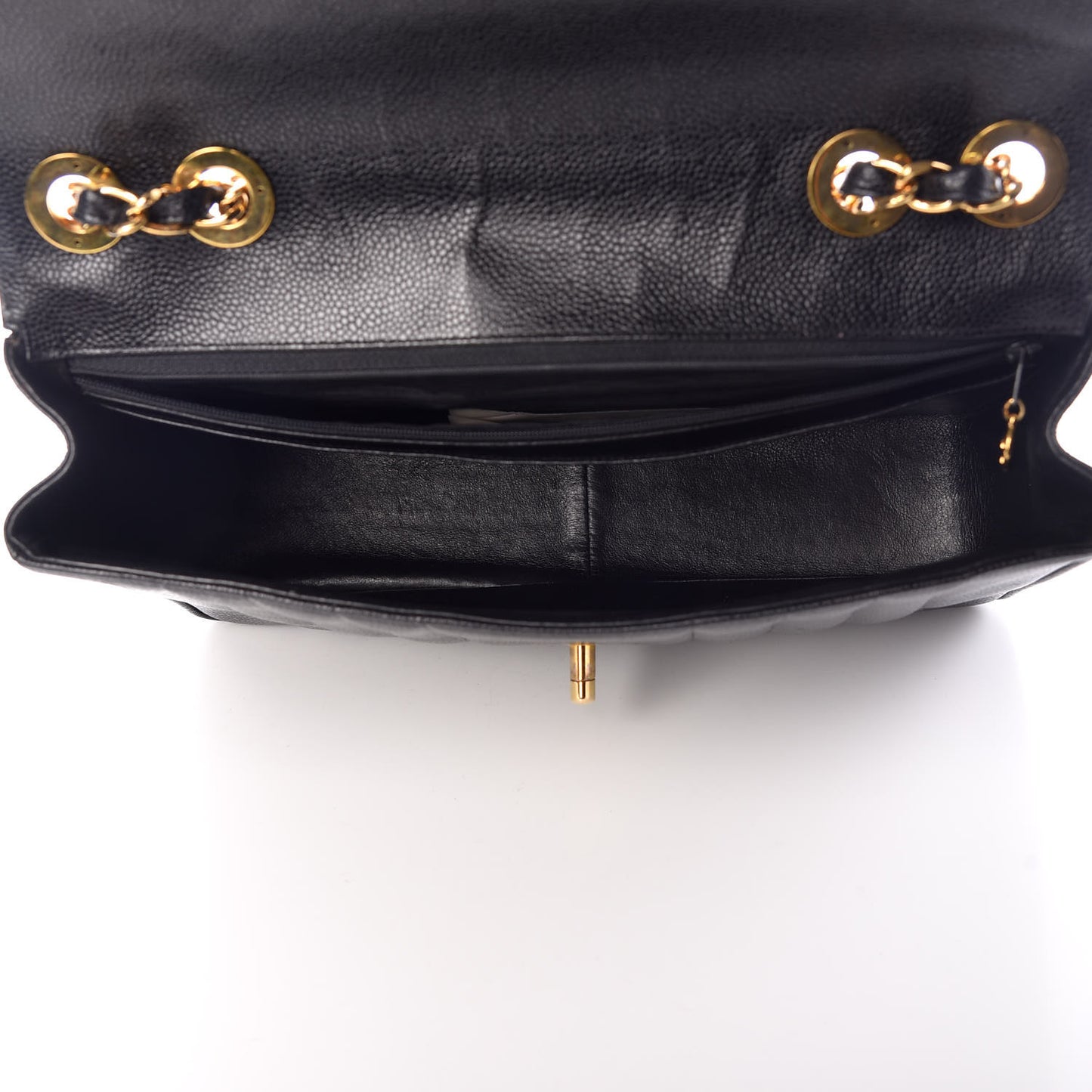 Caviar Vertical Quilted Jumbo Single Flap Black