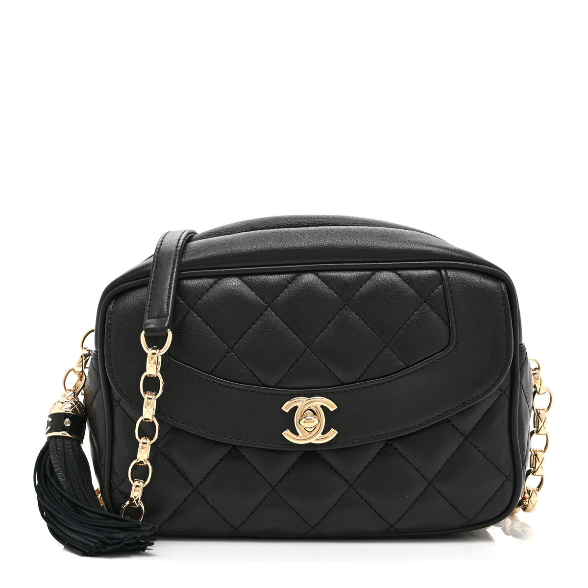 Chanel Lambskin Quilted Tassel Flap Camera Case Black 1 of 10