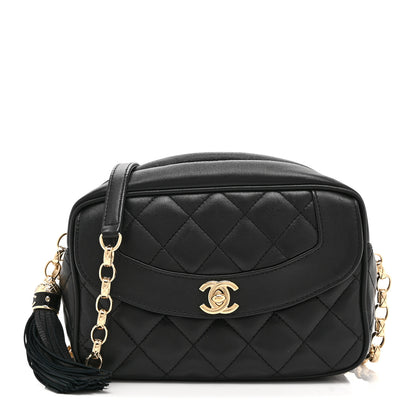 Chanel Lambskin Quilted Tassel Flap Camera Case Black 1 of 10