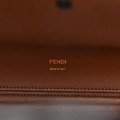 Fendi Vitello Liberty Plexiglass Stamp Patch Perforated Medium Runaway Shopper Tote Black 6 of 9