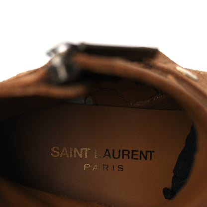 Saint Laurent Suede Curtis Harness Ankle Booties 37 Noisette 9 of 16