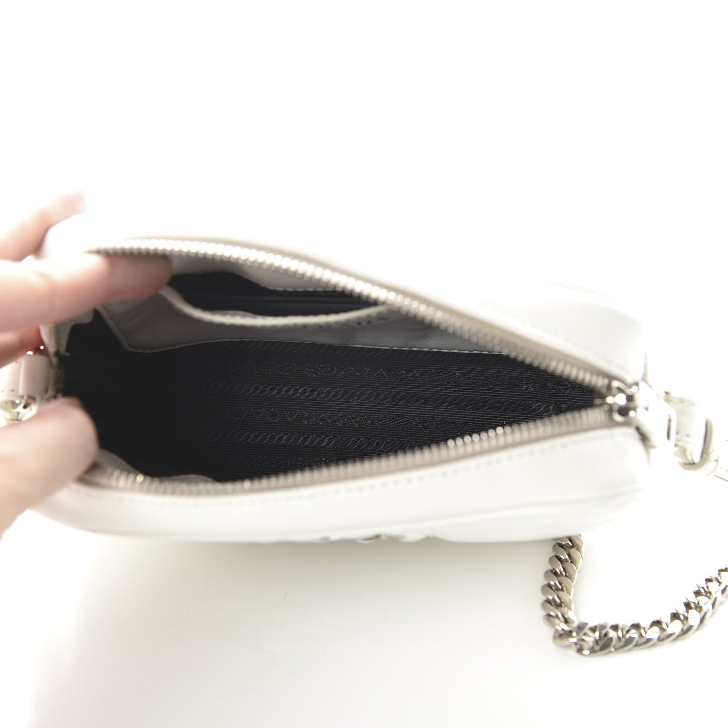 Prada Soft Calfskin Diagramme Crossbody Bag White 5 of 9