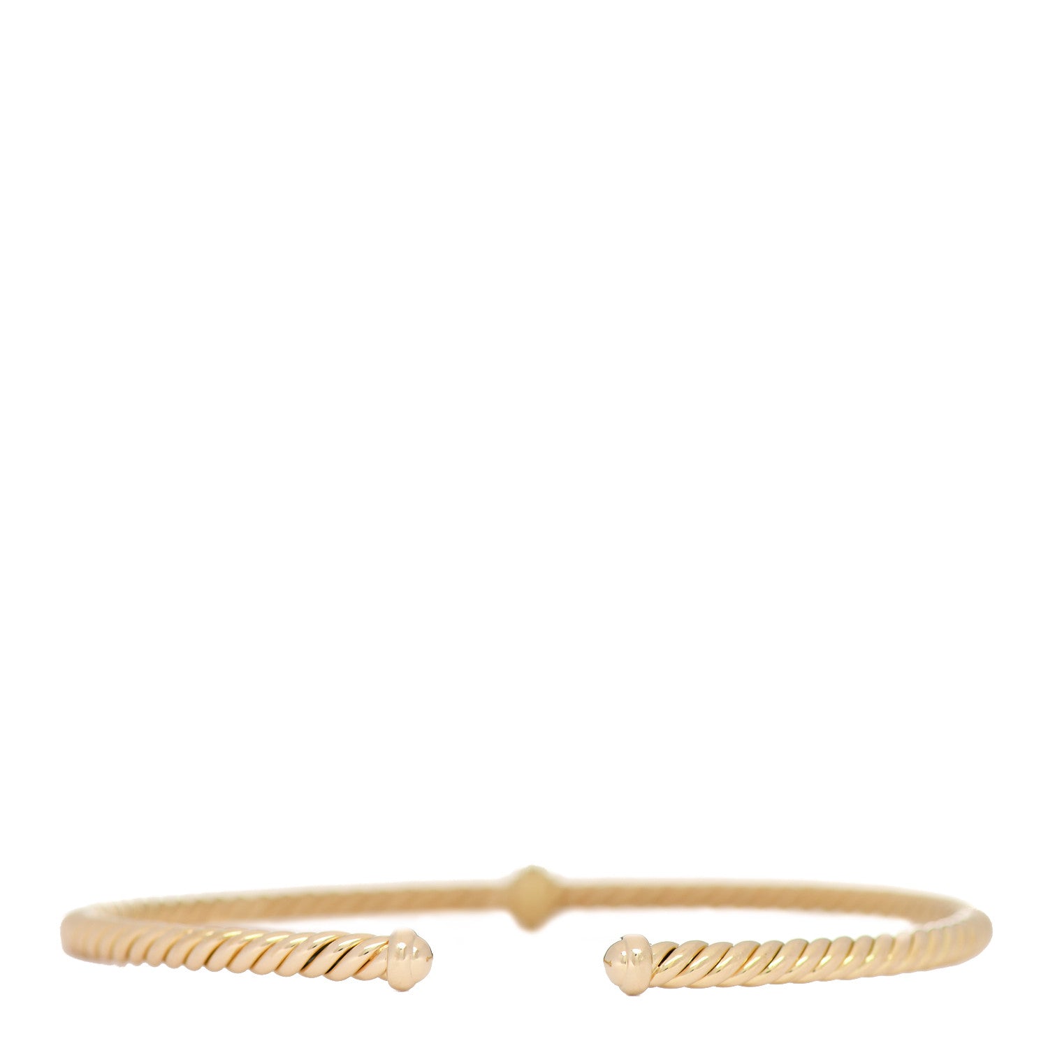 David Yurman 18K Yellow Gold Diamond 3mm Cablespira Single Station Bracelet 2 of 3