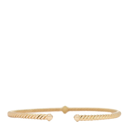 David Yurman 18K Yellow Gold Diamond 3mm Cablespira Single Station Bracelet 2 of 3