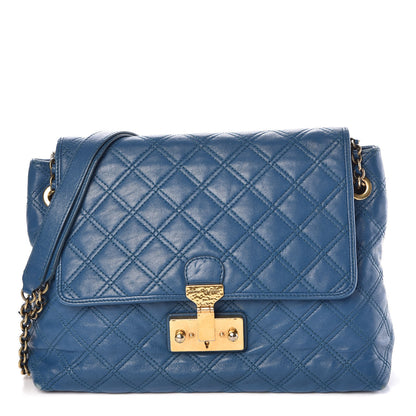 Marc Jacobs Lambskin Quilted Large Baroque Single Flap Bag Blue 1 of 11