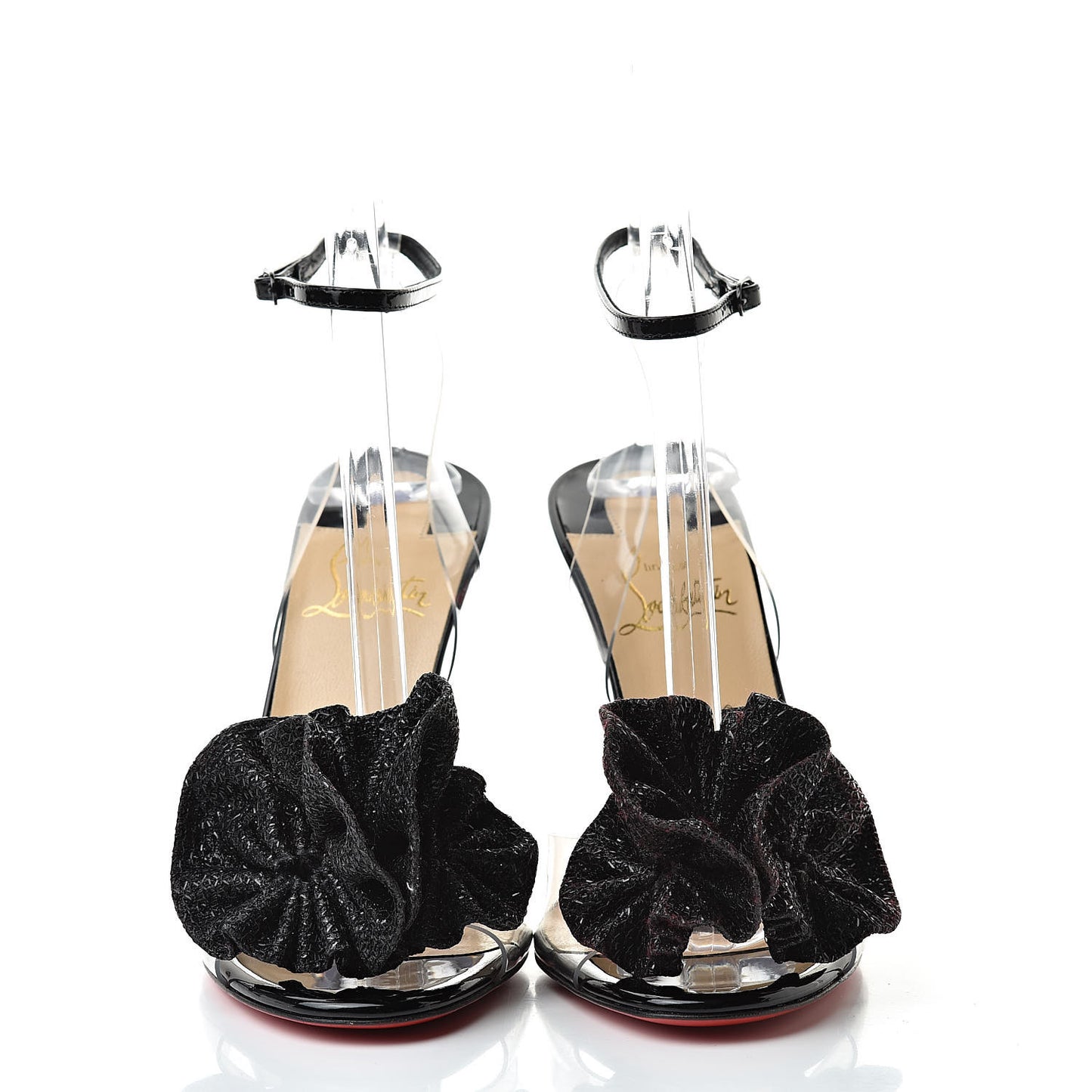 Metallic Calfskin Glitter Tonic PVC Fossiliza 100 Sandals 36 Black