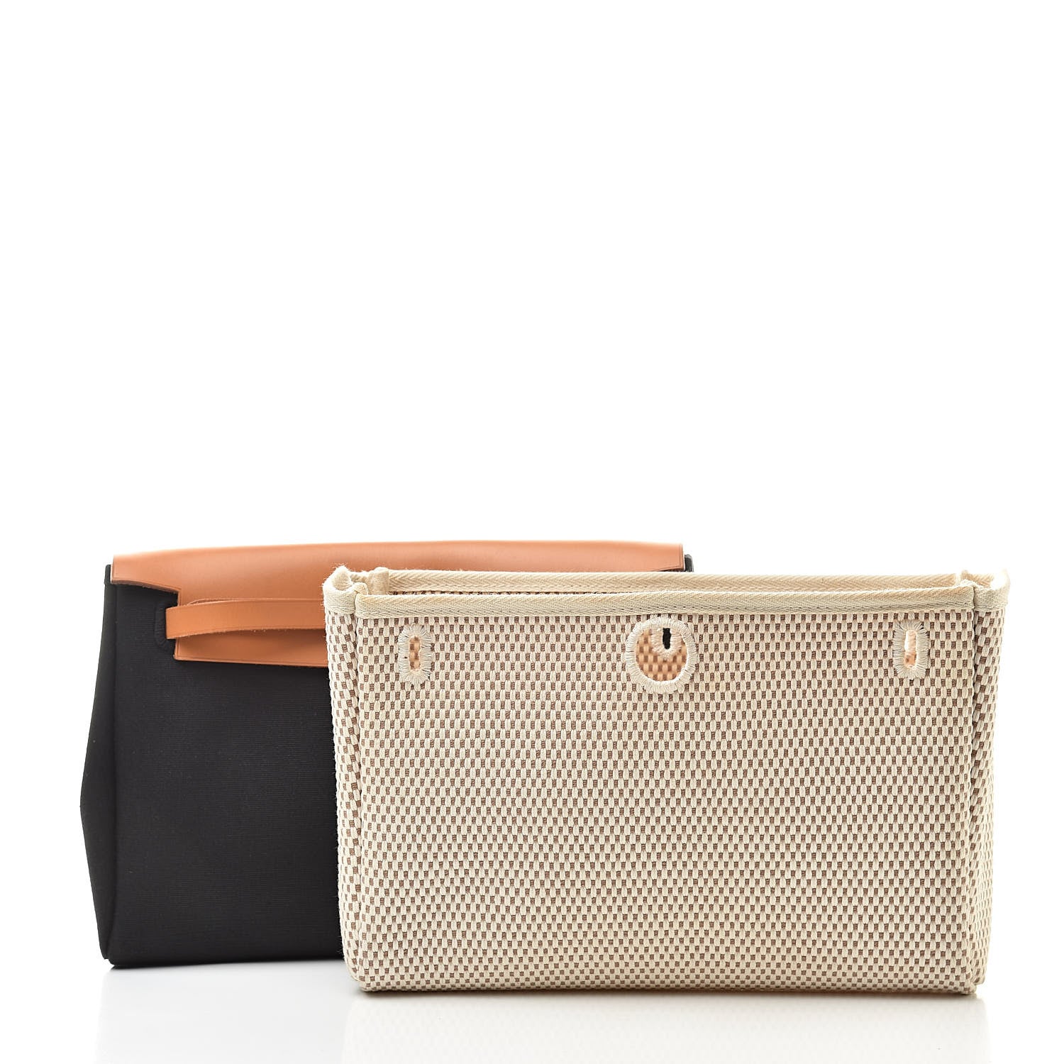 Hermes Toile Vache Calfskin Herbag Clutch Natural Black 3 of 12