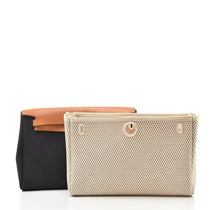 Hermes Toile Vache Calfskin Herbag Clutch Natural Black 3 of 12